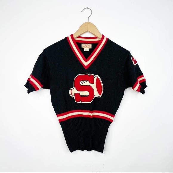 Lasley Knitting Co. Seattle Cheerleading Vintage Pep Squad Short Sleeve Sweater - Picture 1 of 7